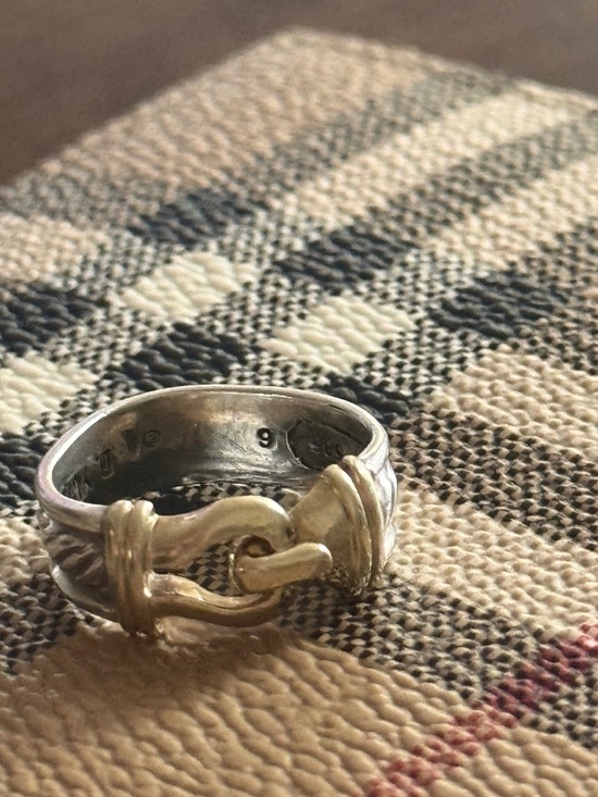 David Yurman Jewelry - Vintage Sterling Silver & 14k Yellow Gold Buckle Ring, Size 6